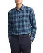 Theory Irving Grid Cotton Flannel Regular Fit Shirt