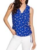 1.state Sleeveless Floral Faux-wrap Top
