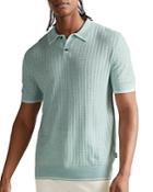 Ted Baker Pitfeld-knitted Grid Stitch Tipped Polo Shirt
