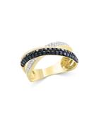 Bloomingdale's Black & White Diamond Crossover Ring In 14k Yellow Gold - 100% Exclusive