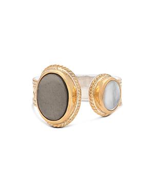 Anna Beck Mother Of Pearl & Smoky Pyrite Cocktail Ring In 18k Gold-plated Sterling Silver