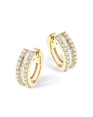 Bloomingdale's Diamond Round & Baguette Hoop Earrings In 14k Yellow Gold, 2.0 Ct. T.w. - 100% Exclusive