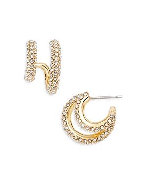 Baublebar Cheyenne Pave Double Row Hoop Earrings In Gold Tone