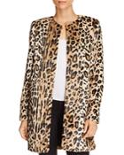 T Tahari Jenna Faux Leopard Coat