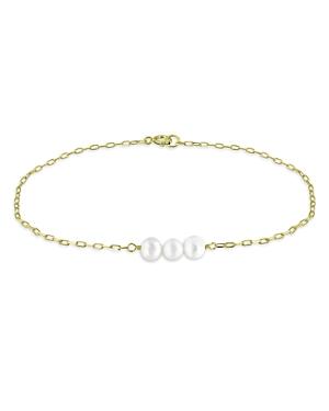 Aqua Freshwater Pearl Trio Paperclip Chain Link Bracelet In 18k Gold Plated Sterling Silver - 100% Exclusive