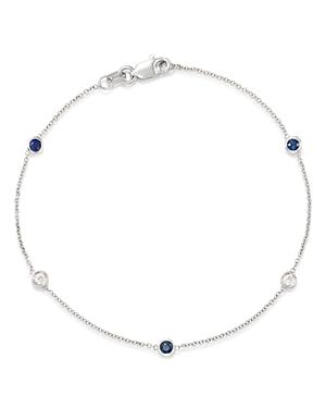 Bloomingdale's Sapphire & Diamond Station Bracelet In 14k White Gold - 100% Exclusive
