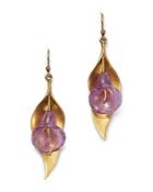 Annette Ferdinandsen Design 14k Yellow Gold Amethyst Cala Lily Drop Earrings