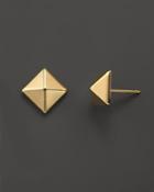 14k Yellow Gold Medium Pyramid Post Earrings