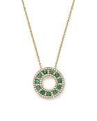 Emerald And Diamond Circle Pendant Necklace In 14k Yellow Gold, 17 - 100% Exclusive
