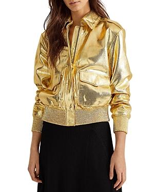 Lauren Ralph Lauren Metallic Leather Bomber Jacket