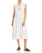 Vince Gathered Waist Split Neck Dress