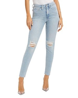 Good American Good Legs Cropped Raw Hem Jeans In Indigo148