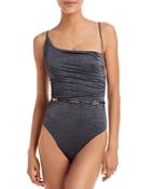 Revel Rey Dupont Belted Metallic One Piece Swimsuit