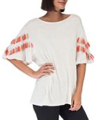 B Collection By Bobeau Jean Embellished-sleeve Knit Top