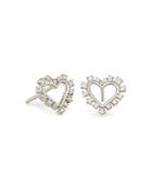 Kendra Scott Ari Crystal Heart Stud Earrings In Rhodium Plated