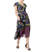 Karen Millen Mixed Print Lace-up Midi Dress