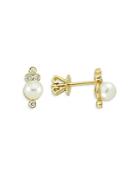 Own Your Story 14k Yellow Gold Boho Nirvana Freshwater Pearl & Diamond Stud Earrings
