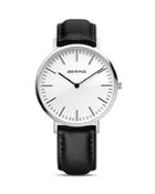 Bering Leather Strap Watch, 38mm