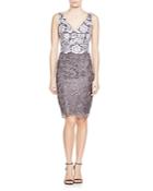 Adrianna Papell Petites Color-blocked Lace Dress