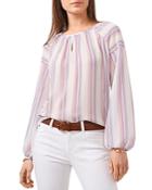 Vince Camuto Keyhole Front Striped Peasant Blouse