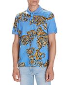 Versace Jeans Couture Garland Baroque Print Slim Fit Polo