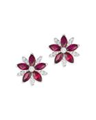 Bloomingdale's Ruby & Champagne Diamond Flower Stud Earrings In 14k White Gold - 100% Exclusive