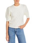 Aqua Elbow Puff Sleeve Cable Knit Sweater - 100% Exclusive