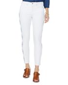 Nydj Ami Cropped Embroidered Skinny Jeans In Optic White