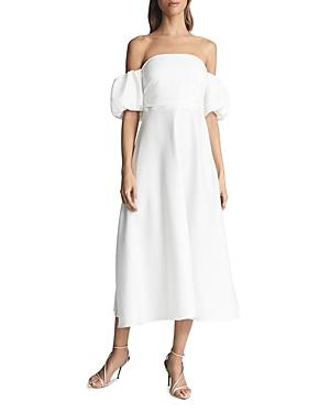 Reiss Shona Puff Sleeve Off-the-shoulder Dress