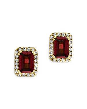 Bloomingdale's Rhodolite And Diamond Halo Stud Earrings In 14k Yellow Gold - 100% Exclusive