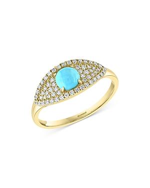 Bloomingdale's Turquoise & Diamond Ring In 14k Yellow Gold - 100% Exclusive