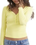 Amo Cotton Ribbed Henley Tee
