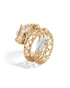 John Hardy 18k Gold Naga Diamond Pave Dragon Coil Ring With African Ruby Eyes