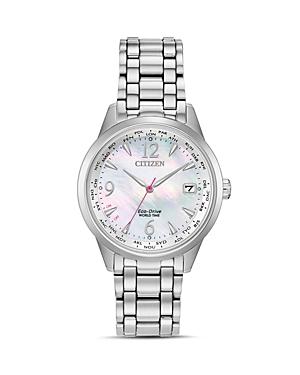 Citizen Stainless Steel World Time Eco-drive Watch, 36mm