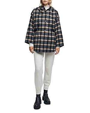 Maje Gangzhy Hooded Check Coat