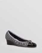 Paul Mayer Cap Toe Wedge Pumps - Nice Quilted