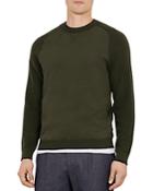 Ted Baker Smug Jersey & Knit Crewneck Sweater