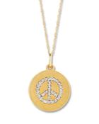 Diamond Peace Sign Pendant Necklace In 14k Yellow Gold, .15 Ct. T.w.