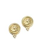 Temple St. Clair 18k Yellow Gold Lion Coin Diamond Earrings