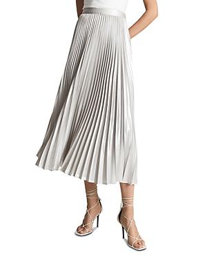 Reiss Elle Metallic Pleated Midi Skirt