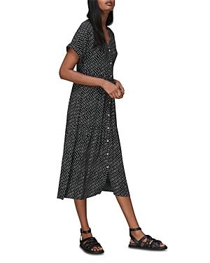 Whistles Tiered Geo Print V Neck Midi Dress