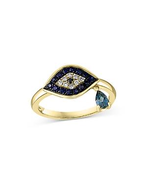 Bloomingdale's Multi Gemstone & Diamond Evil Eye Ring In 14k Yellow Gold - 100% Exclusive