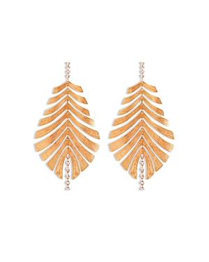 Hueb 18k Rose Gold Bahia Diamond Leaf Front Drop Earrings