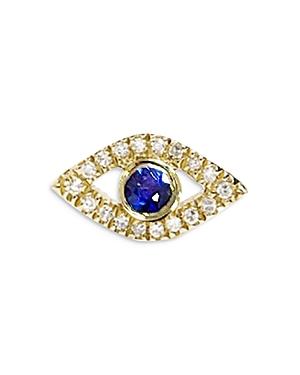 Meira T 14k Yellow Gold Blue Sapphire & Diamond Evil Eye Single Stud Earring
