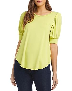 Karen Kane Shirred Sleeve Shirttail Top