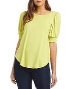 Karen Kane Shirred Sleeve Shirttail Top