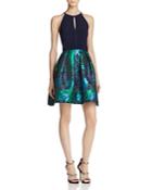 Aqua Brocade-skirt Dress - 100% Exclusive