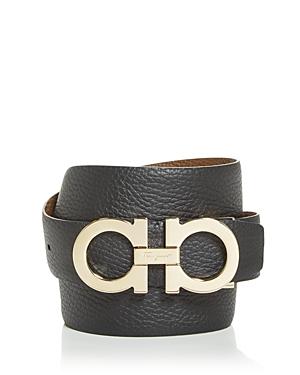 Salvatore Ferragamo Men's Double Gancini Buckle Leather Belt