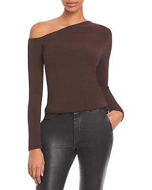 Aqua Asymmetric Neckline Ribbed Long Sleeve Top - 100% Exclusive