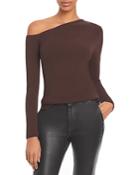 Aqua Asymmetric Neckline Ribbed Long Sleeve Top - 100% Exclusive